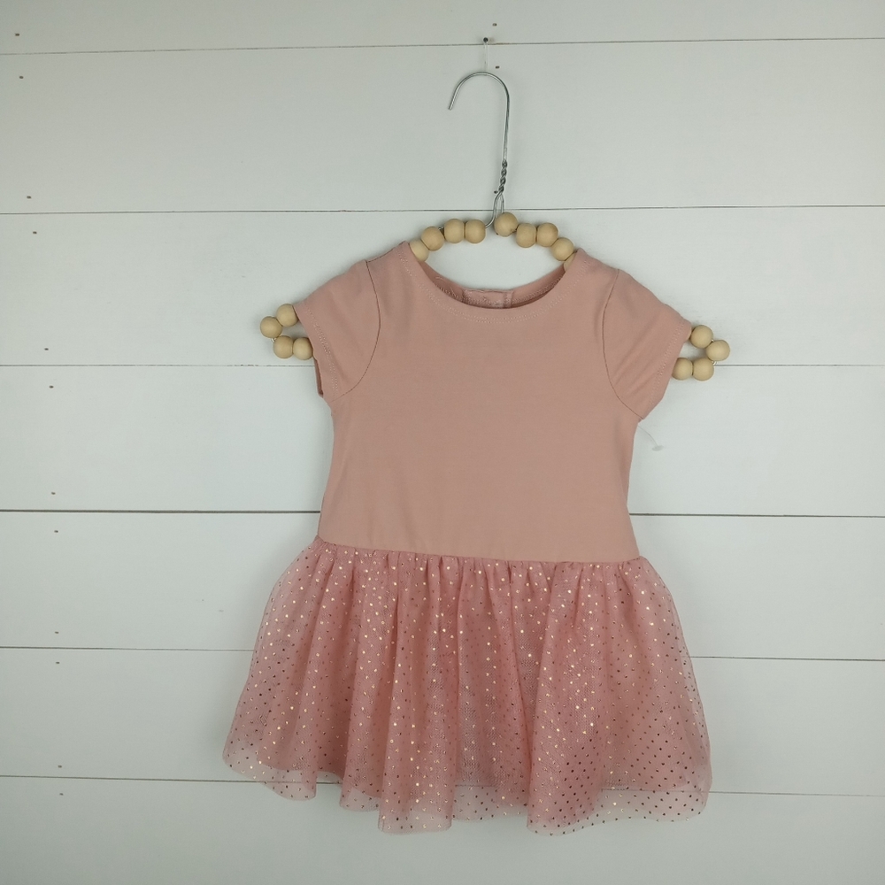Pippa & Julie girls size 18 mos rose tulle gold polkadot bottom dress